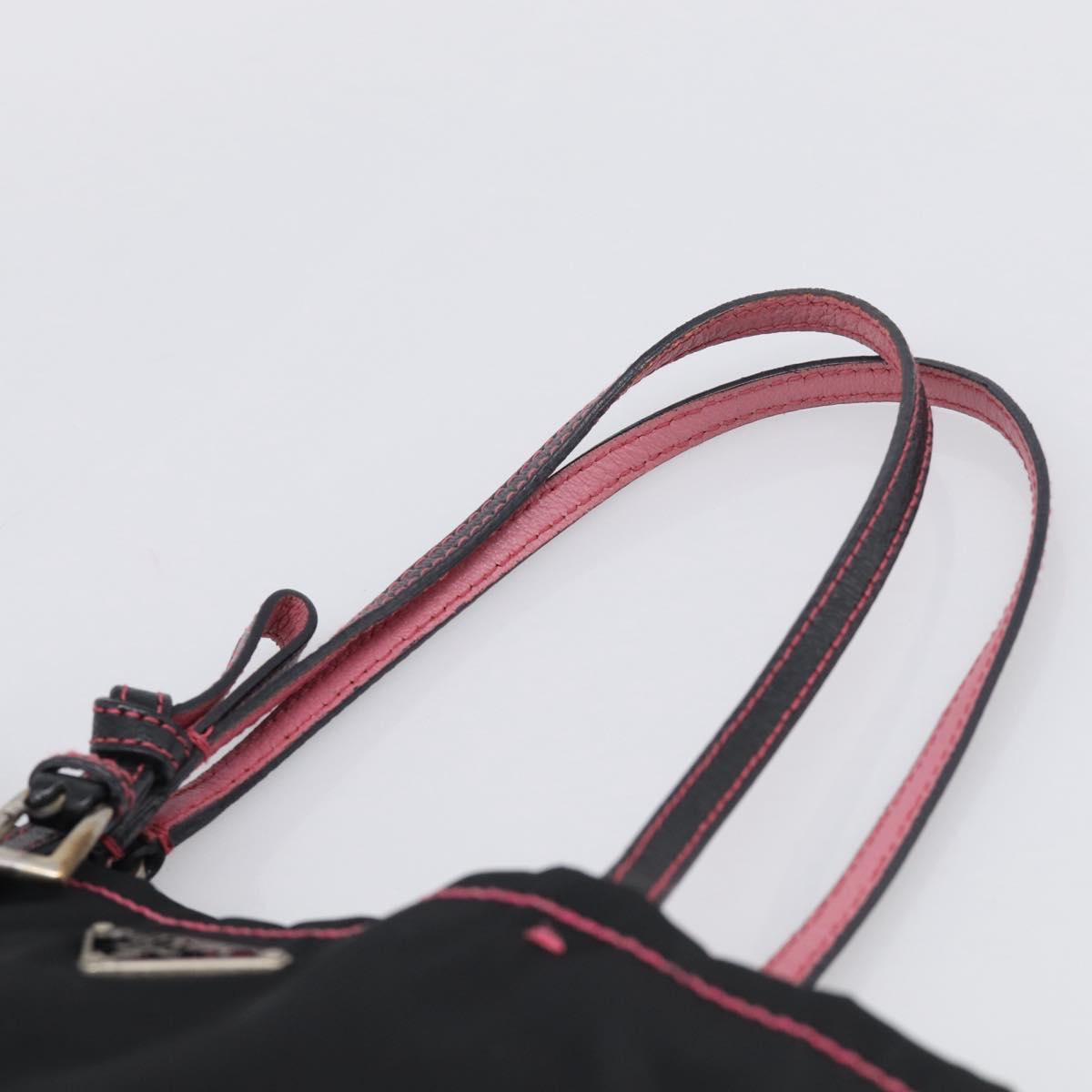 PRADA Hand Bag Nylon Black Silver
