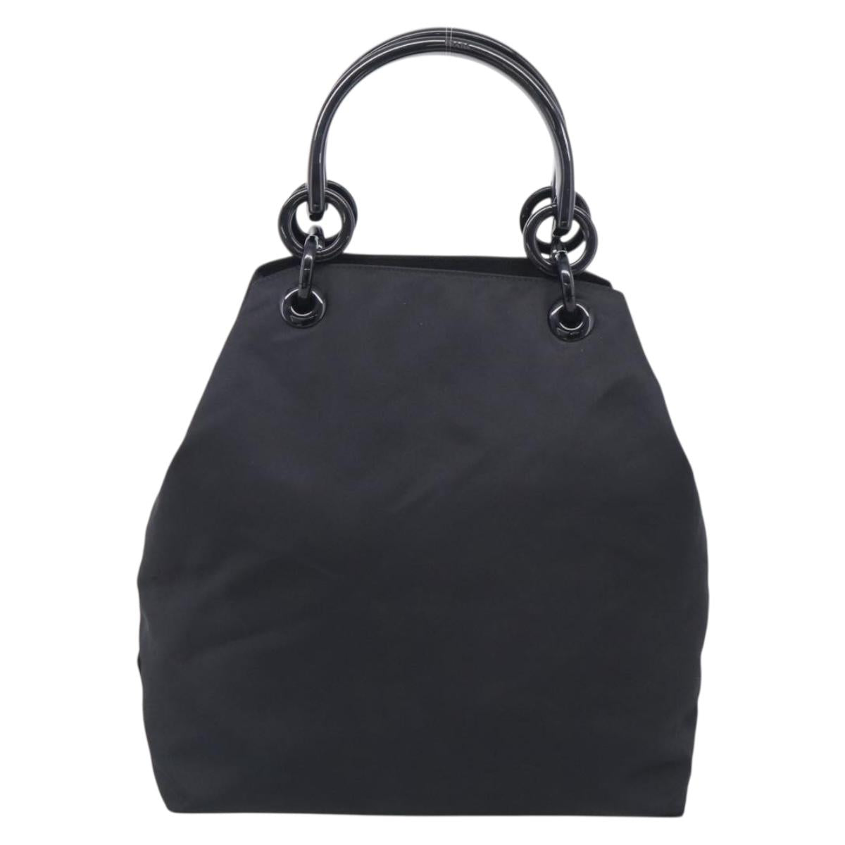PRADA Hand Bag Nylon Black Silver