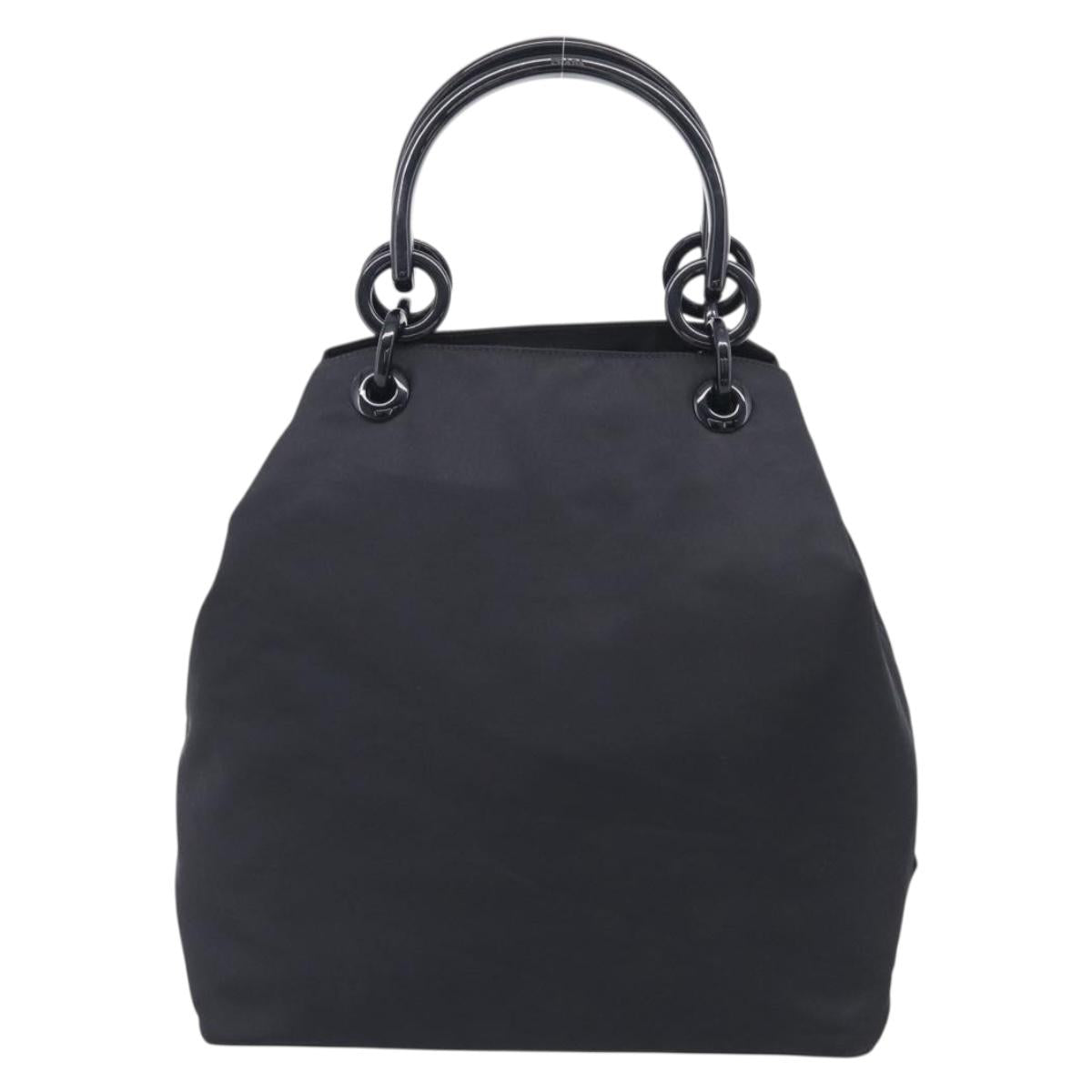 PRADA Hand Bag Nylon Black Silver