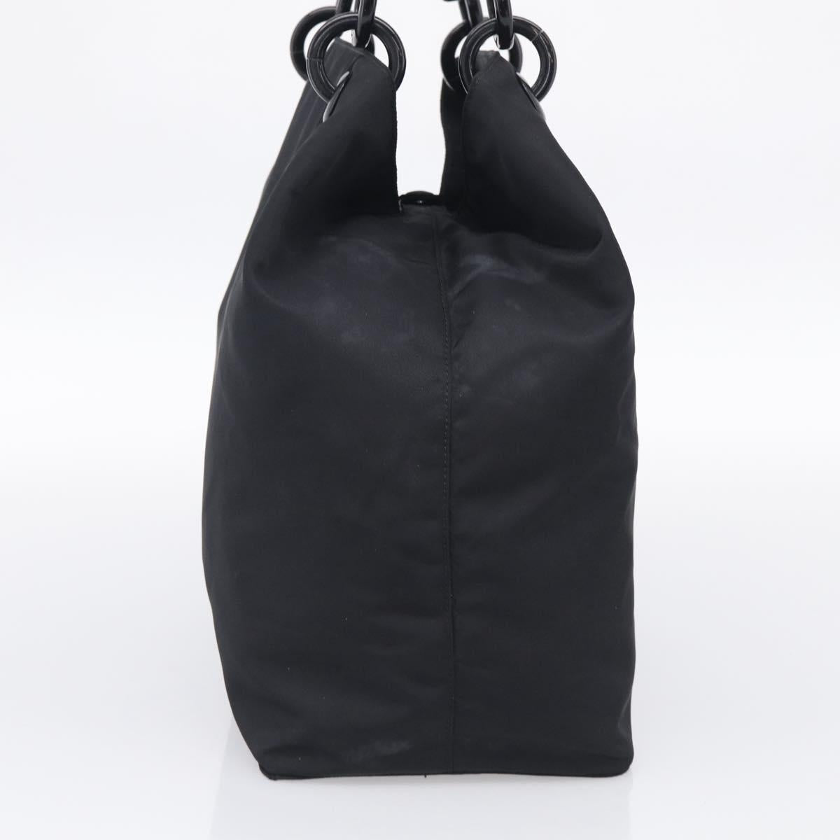 PRADA Hand Bag Nylon Black Silver