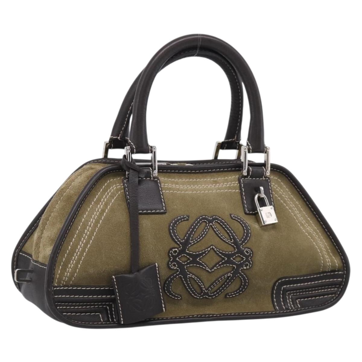 LOEWE Amazonas Hand Bag Suede Beige Silver