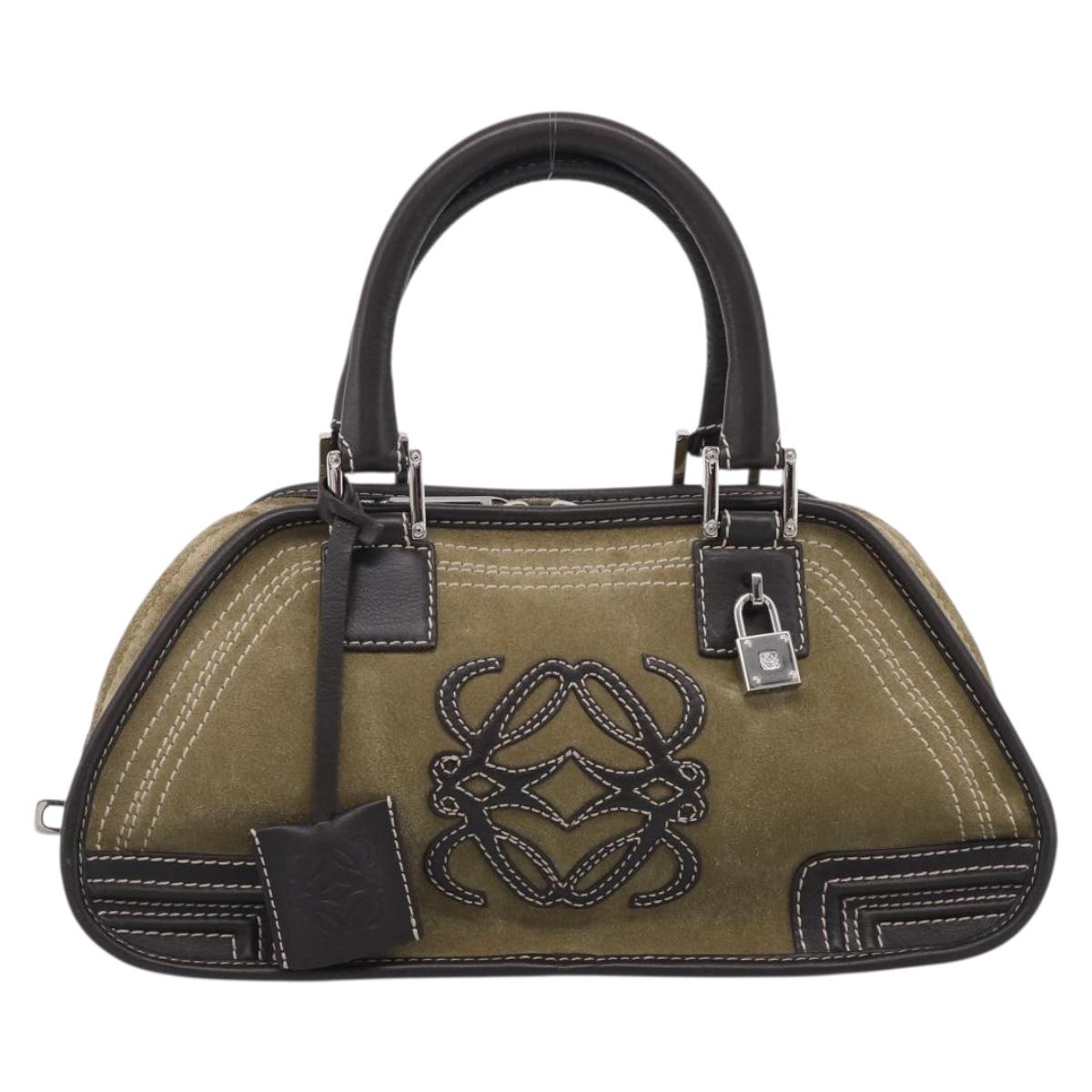 LOEWE Amazonas Hand Bag Suede Beige Silver