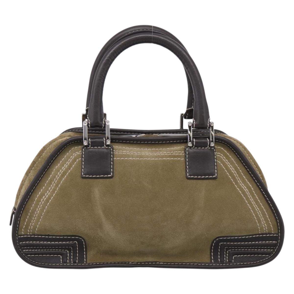 LOEWE Amazonas Hand Bag Suede Beige Silver