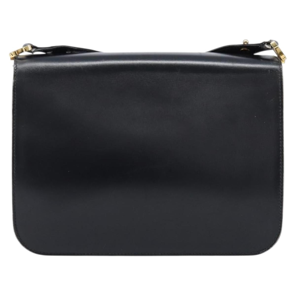 GUCCI Shoulder Bag Leather Black Gold