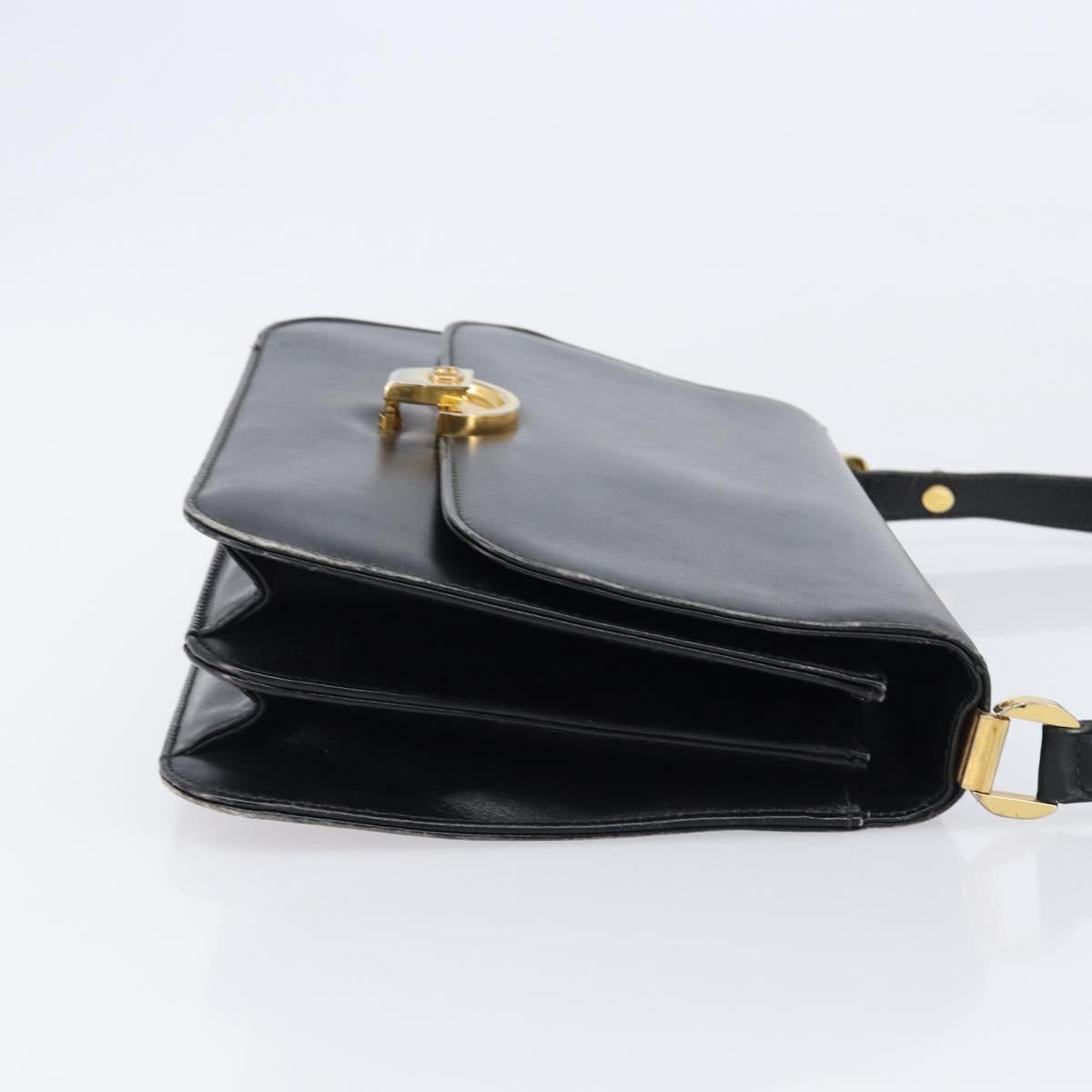 GUCCI Shoulder Bag Leather Black Gold