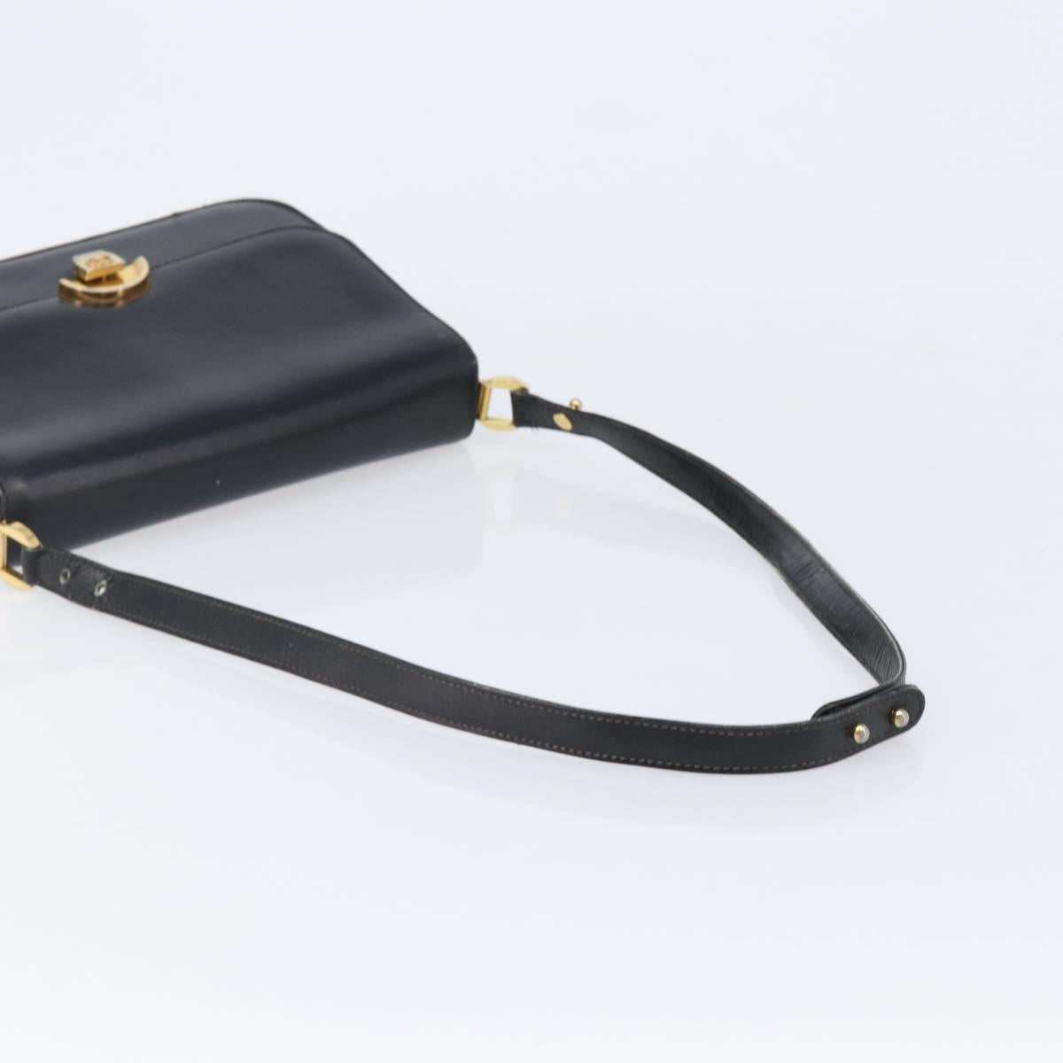 GUCCI Shoulder Bag Leather Black Gold
