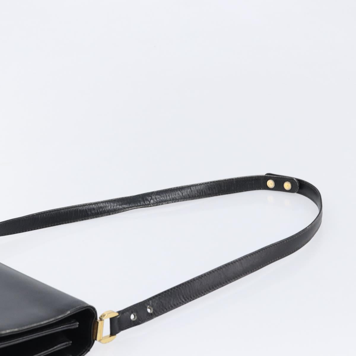 GUCCI Shoulder Bag Leather Black Gold