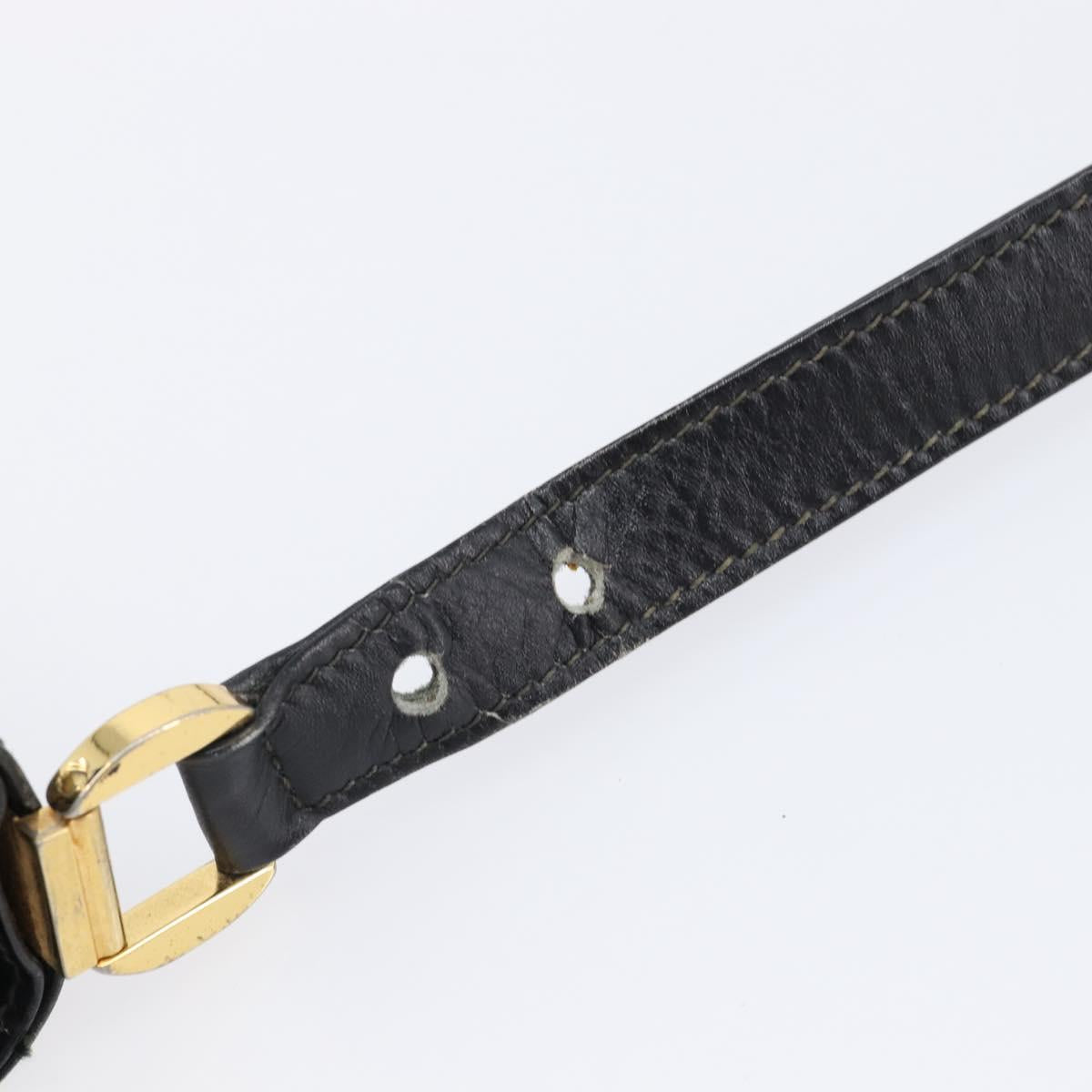 GUCCI Shoulder Bag Leather Black Gold