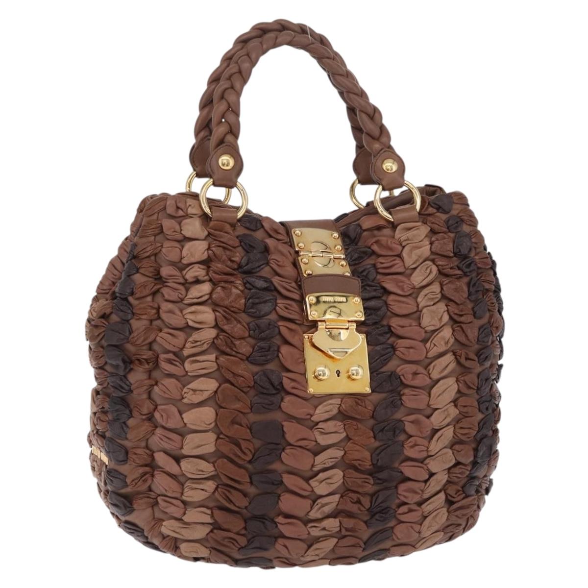 Miu Miu Hand Bag Leather Brown Gold