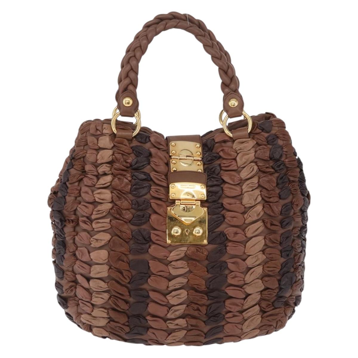 Miu Miu Hand Bag Leather Brown Gold