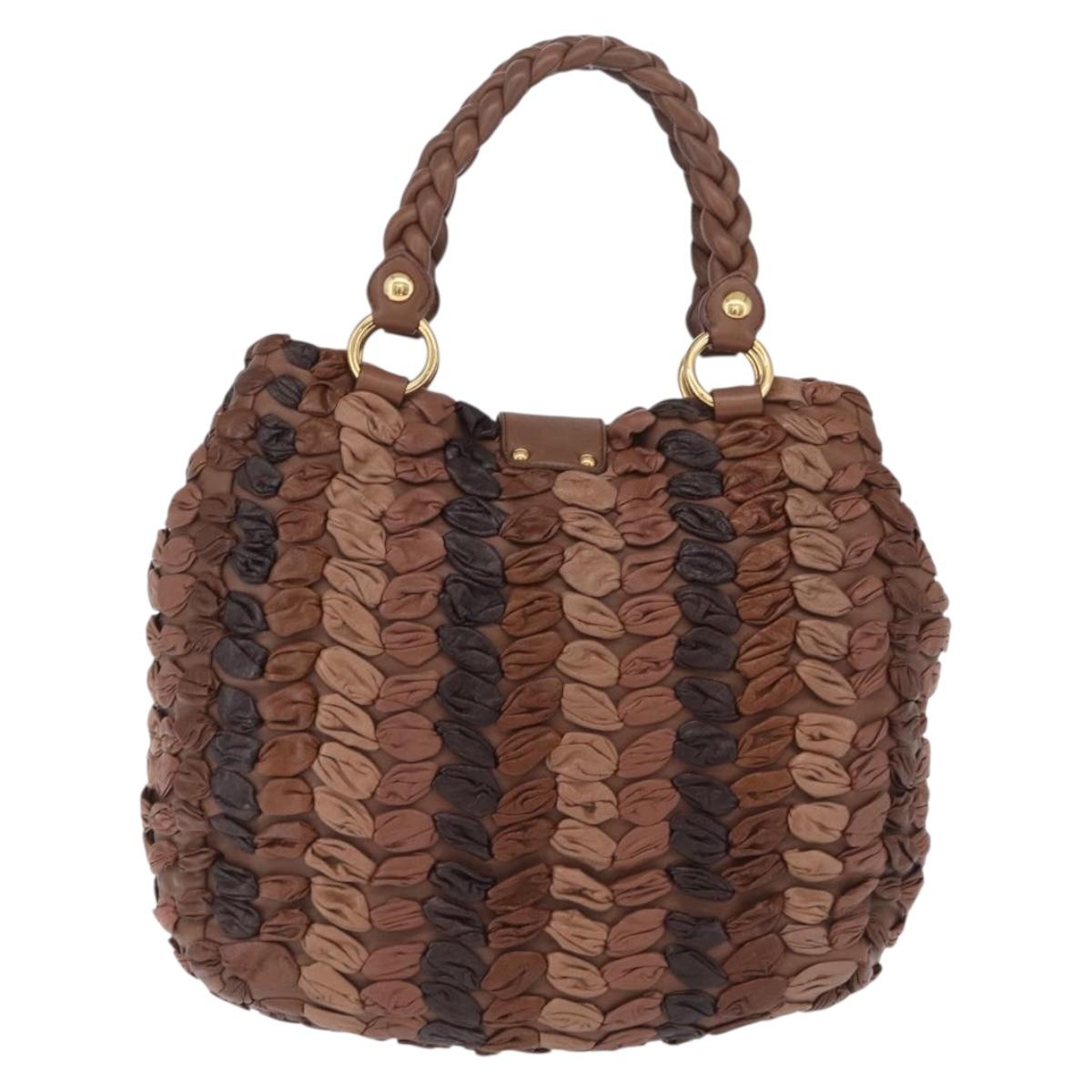 Miu Miu Hand Bag Leather Brown Gold