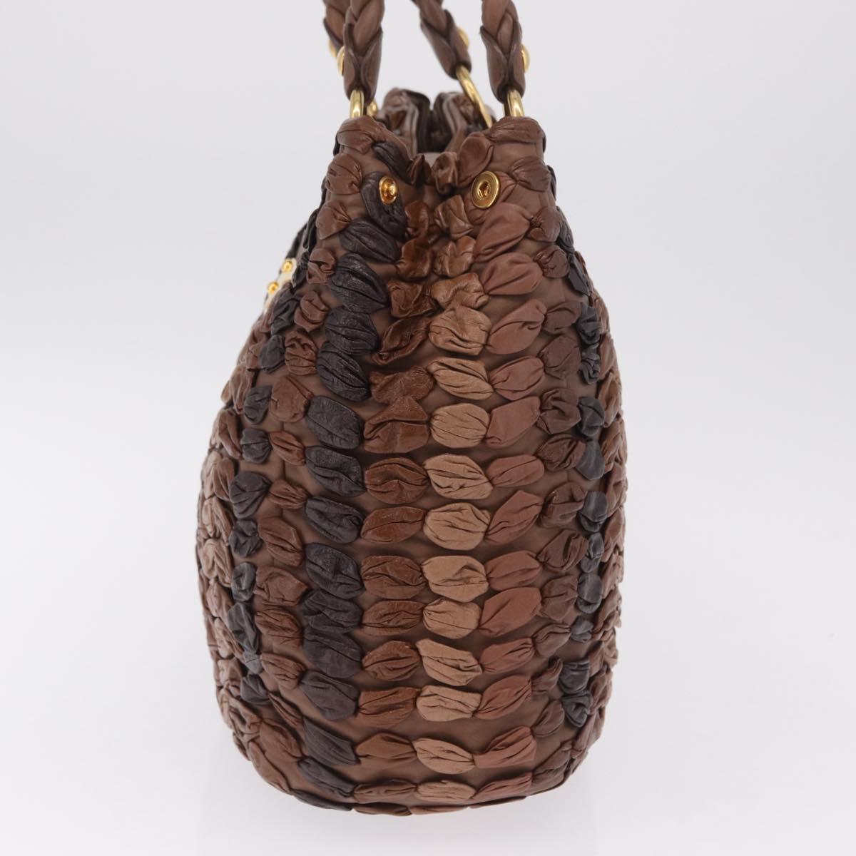 Miu Miu Hand Bag Leather Brown Gold