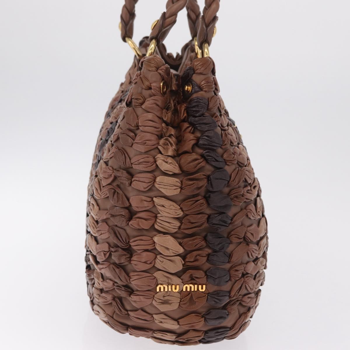 Miu Miu Hand Bag Leather Brown Gold
