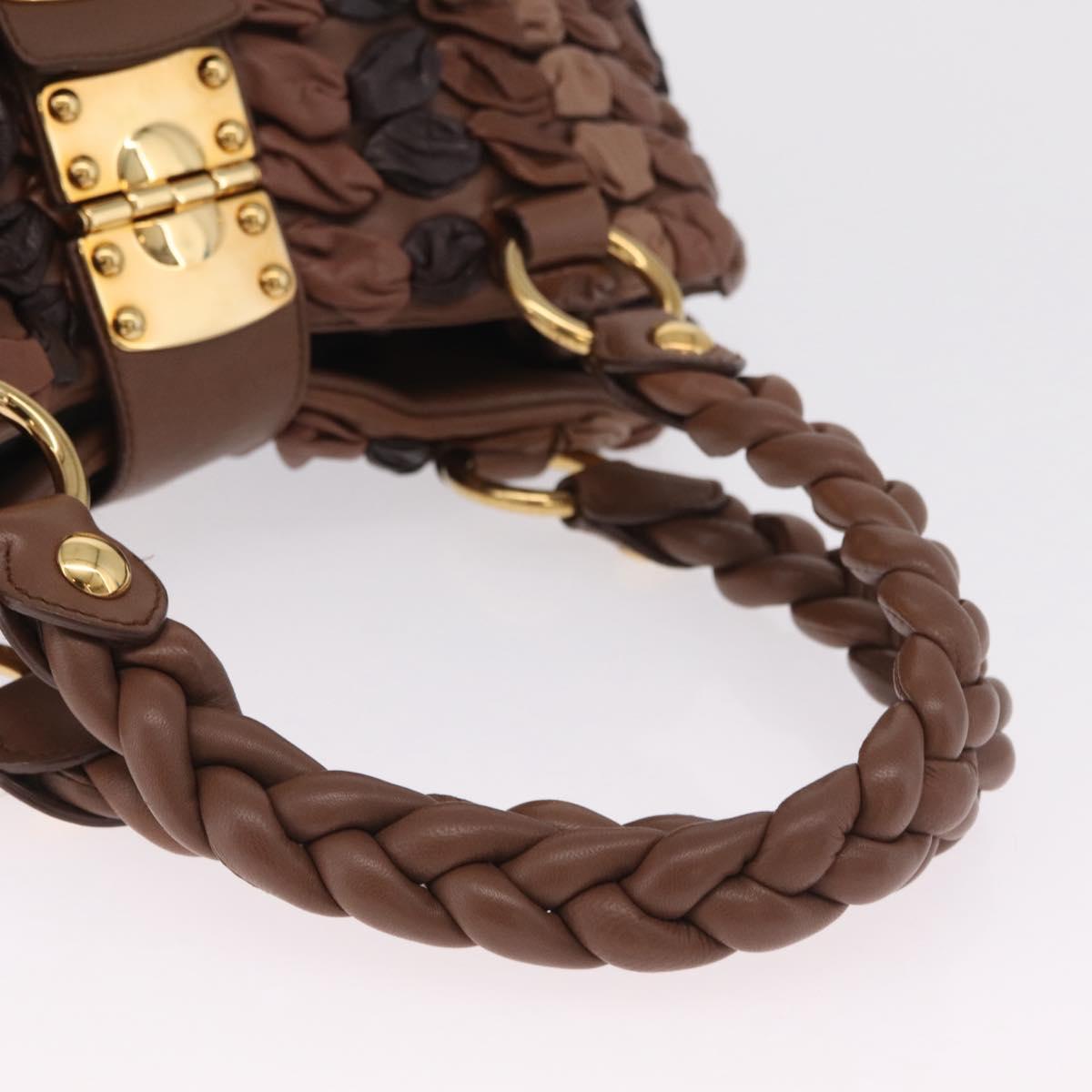 Miu Miu Hand Bag Leather Brown Gold