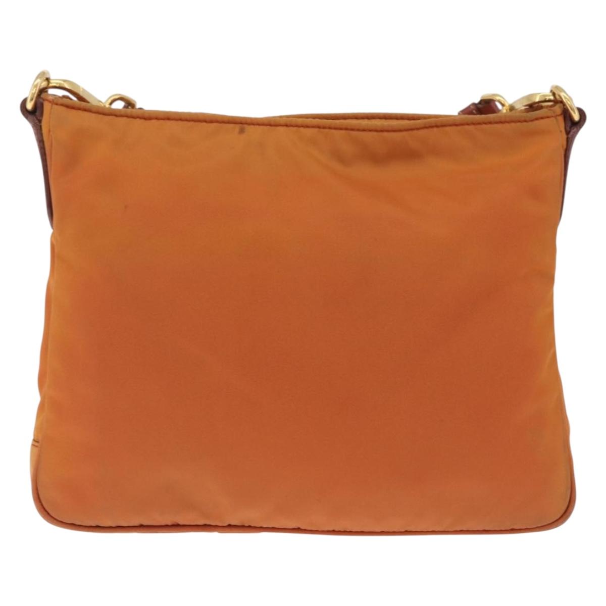 PRADA Shoulder Bag Nylon Orange Gold