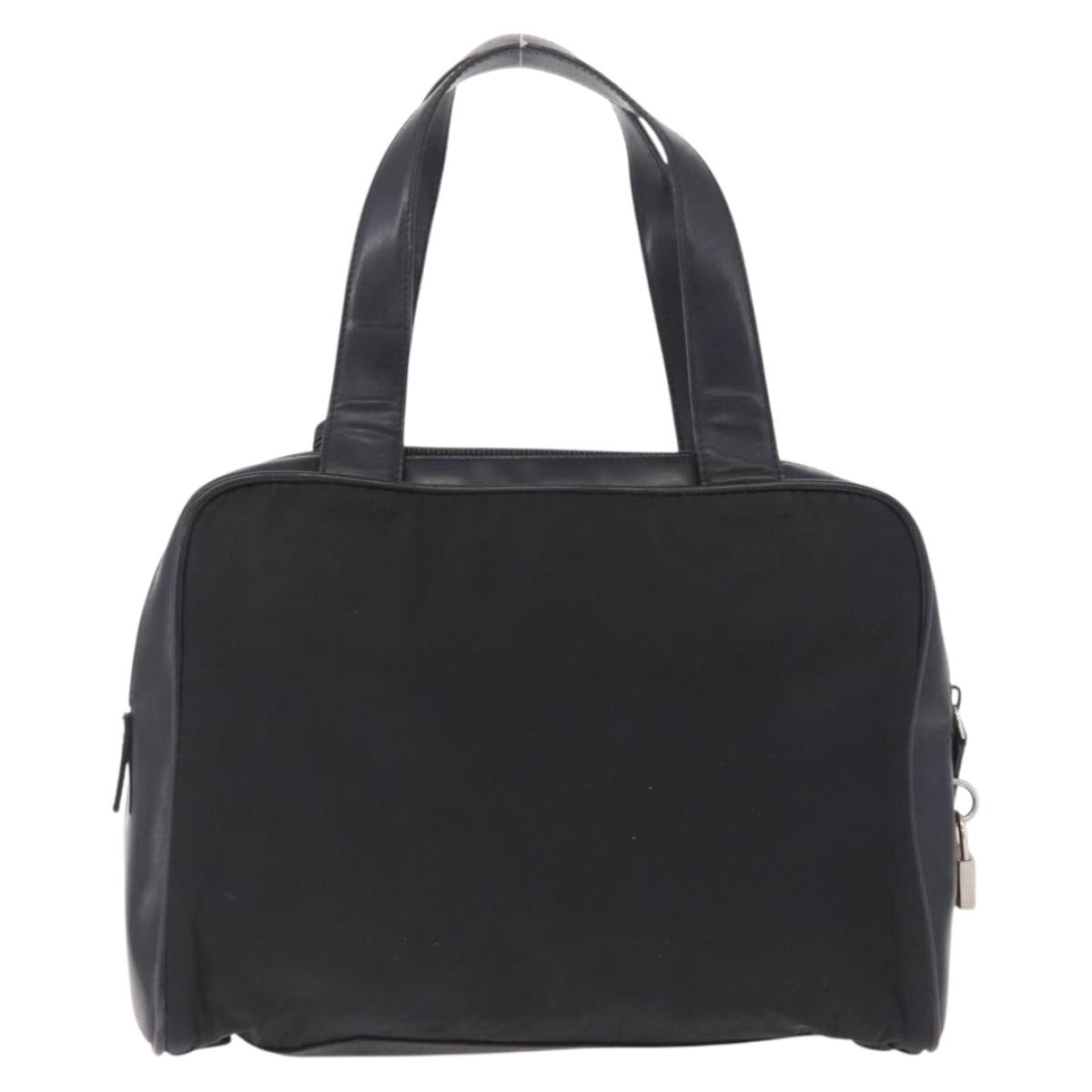 PRADA Hand Bag Nylon Black Silver