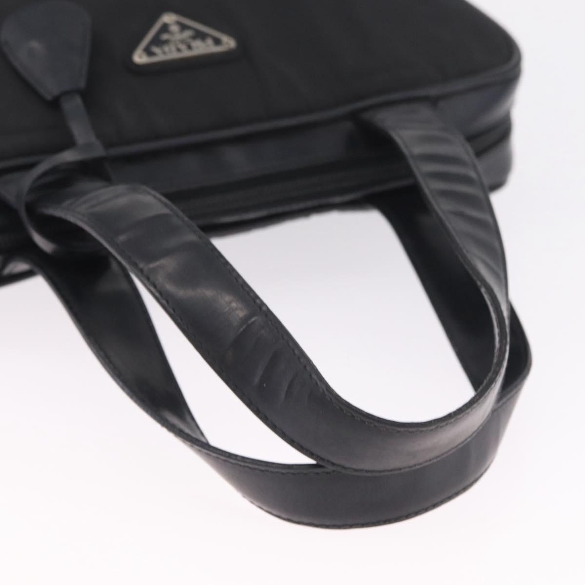 PRADA Hand Bag Nylon Black Silver