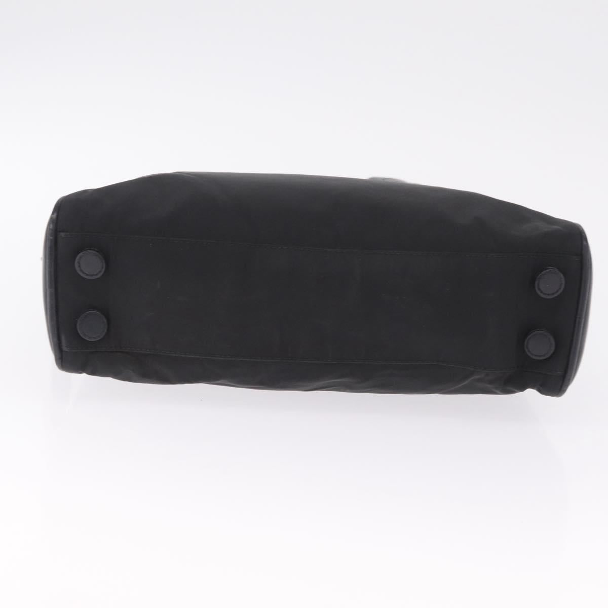 PRADA Hand Bag Nylon Black Silver