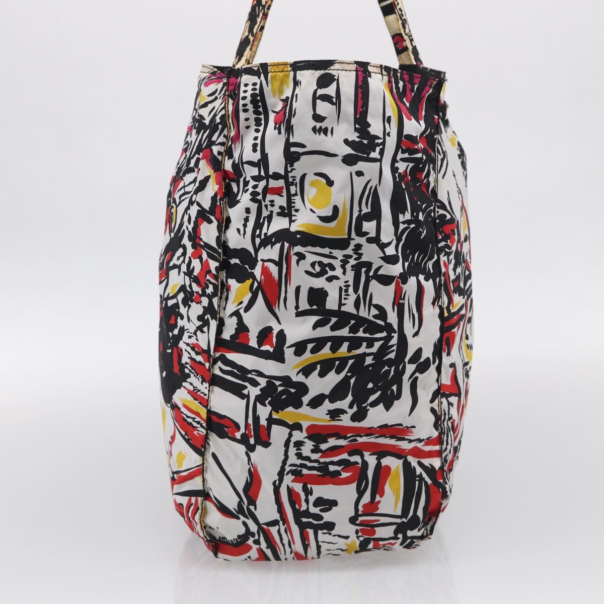 PRADA Tote Bag Nylon White Black
