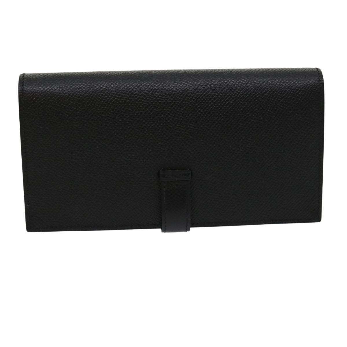 HERMES Bean souffl Long Wallet SilverMetal Black