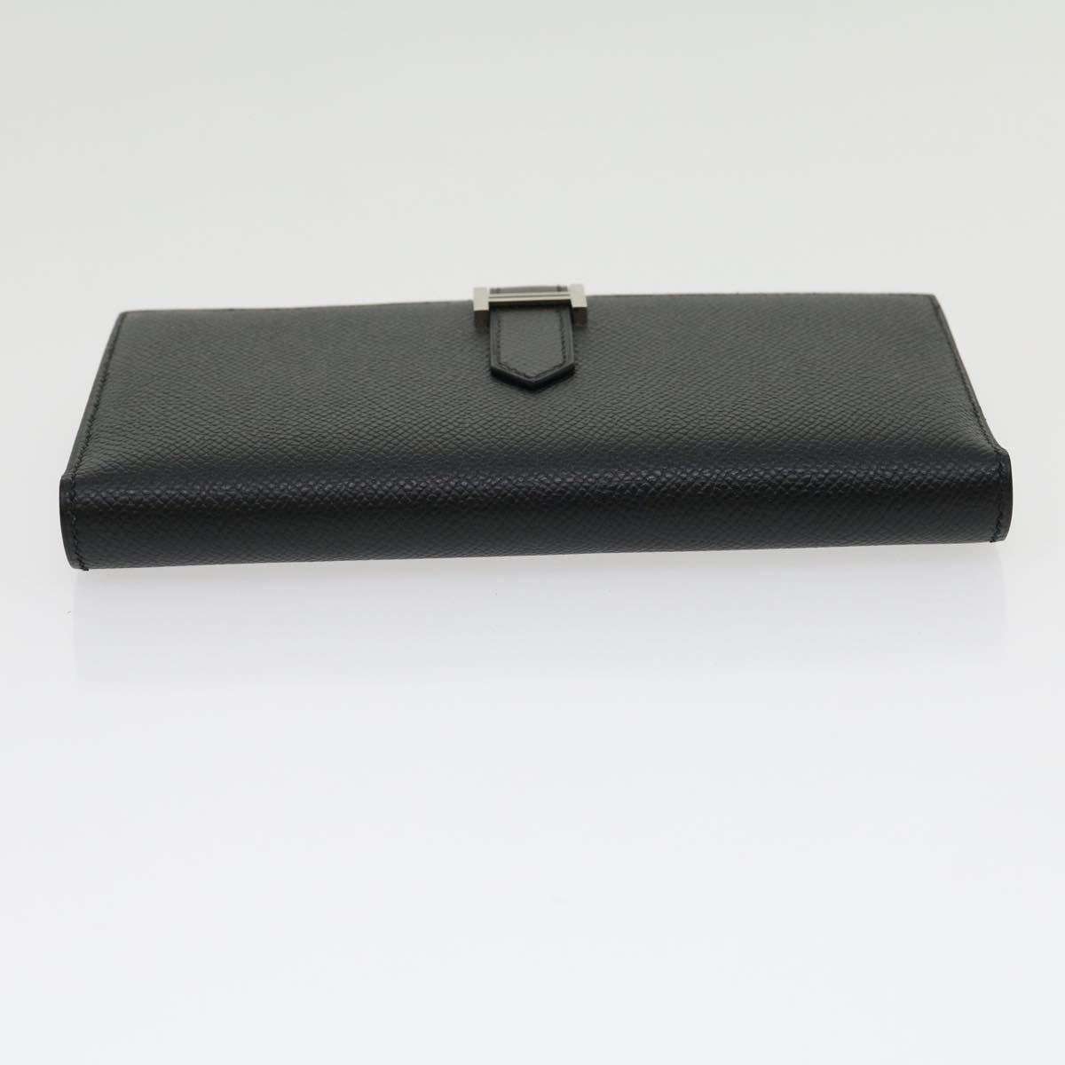 HERMES Bean souffl Long Wallet SilverMetal Black