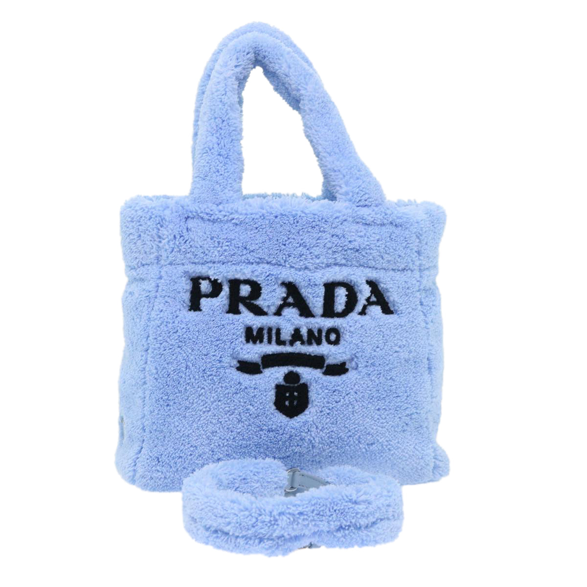 PRADA Terry Hand Bag 2way Light Blue Black