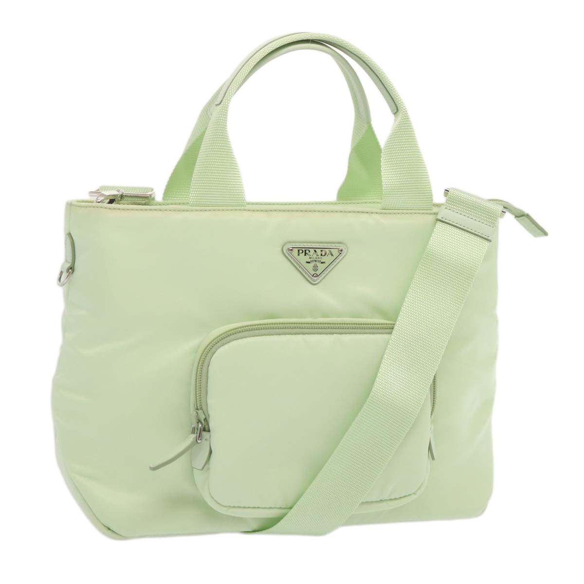 PRADA Hand Bag Nylon 2way Light Green