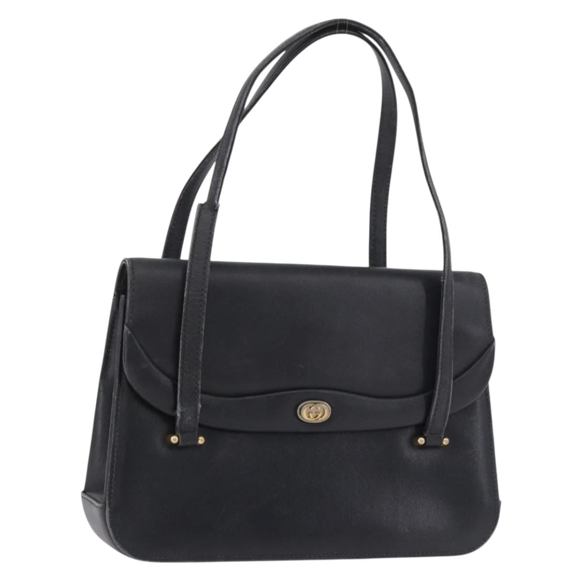 GUCCI Hand Bag Leather Black