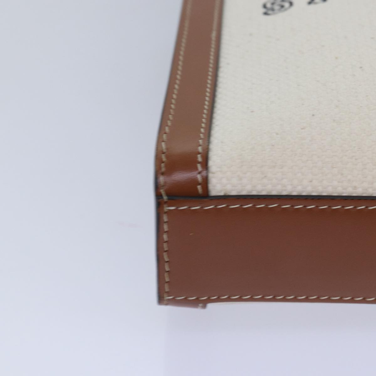 CELINE Mini Vertical Cabas Hand Bag Canvas 2way White