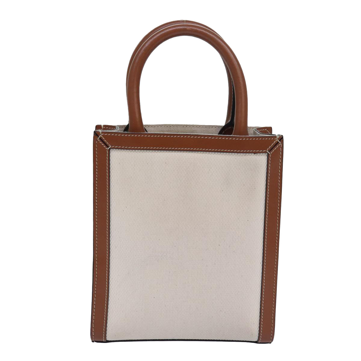 CELINE Mini Vertical Cabas Hand Bag Canvas 2way White