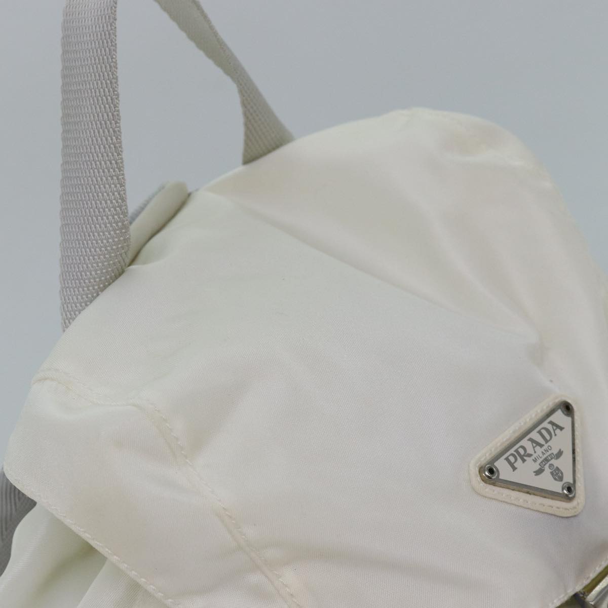PRADA Backpack Nylon White Silver
