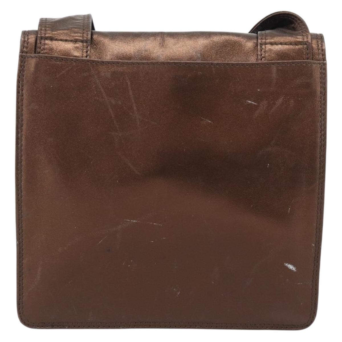 CHANEL Shoulder Bag Leather Bronze Gold CC