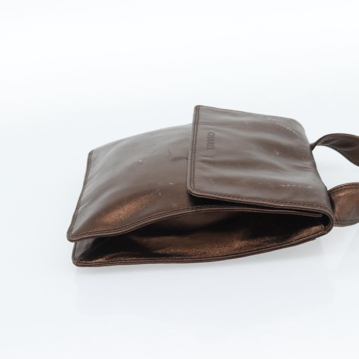 CHANEL Shoulder Bag Leather Bronze Gold CC