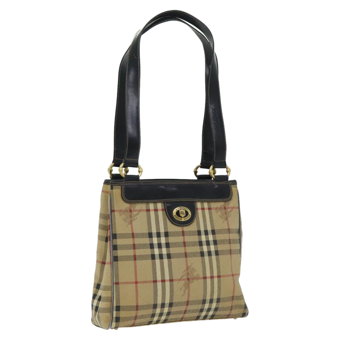 BURBERRY Nova Check Hand Bag PVC Beige
