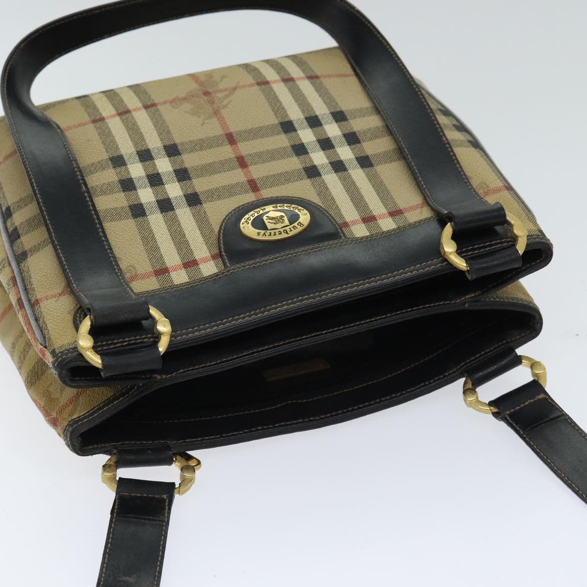 BURBERRY Nova Check Hand Bag PVC Beige
