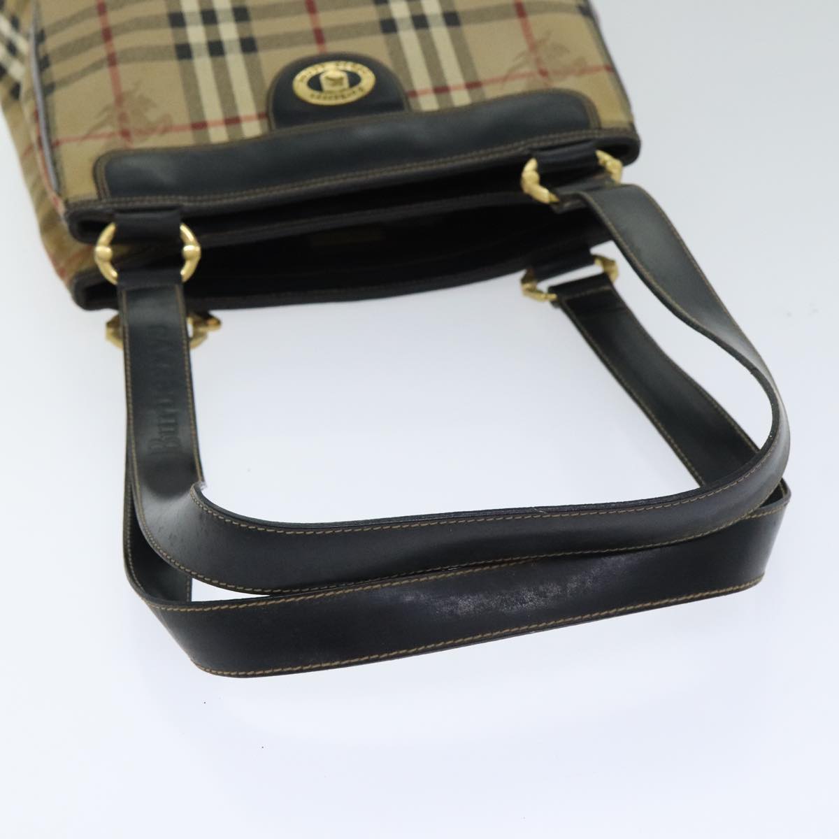 BURBERRY Nova Check Hand Bag PVC Beige