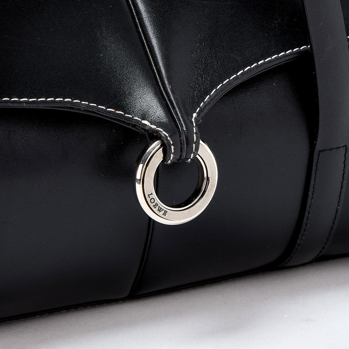 LOEWE Shoulder Bag Black Silver Leather