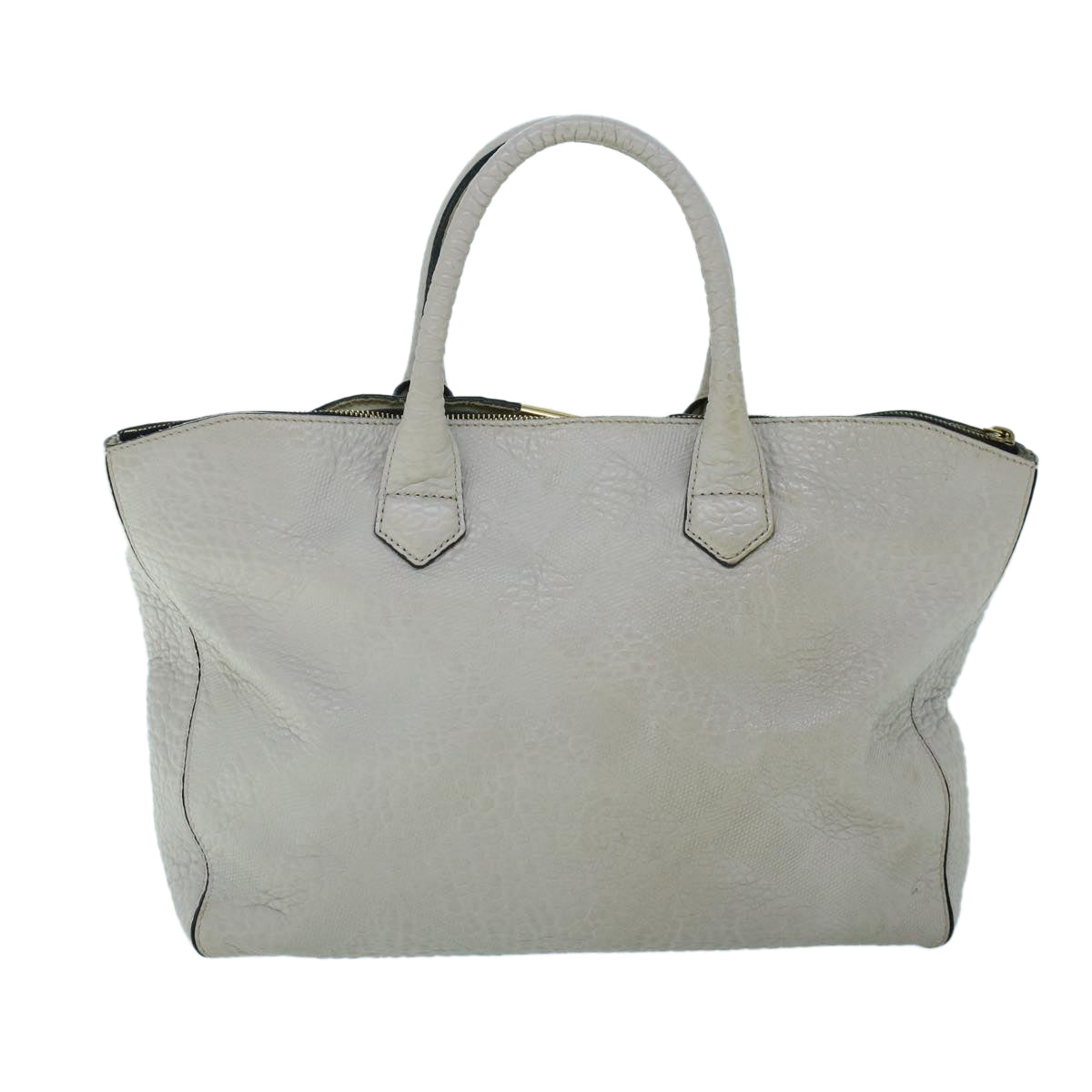 BURBERRY Tote Bag Leather Gray White