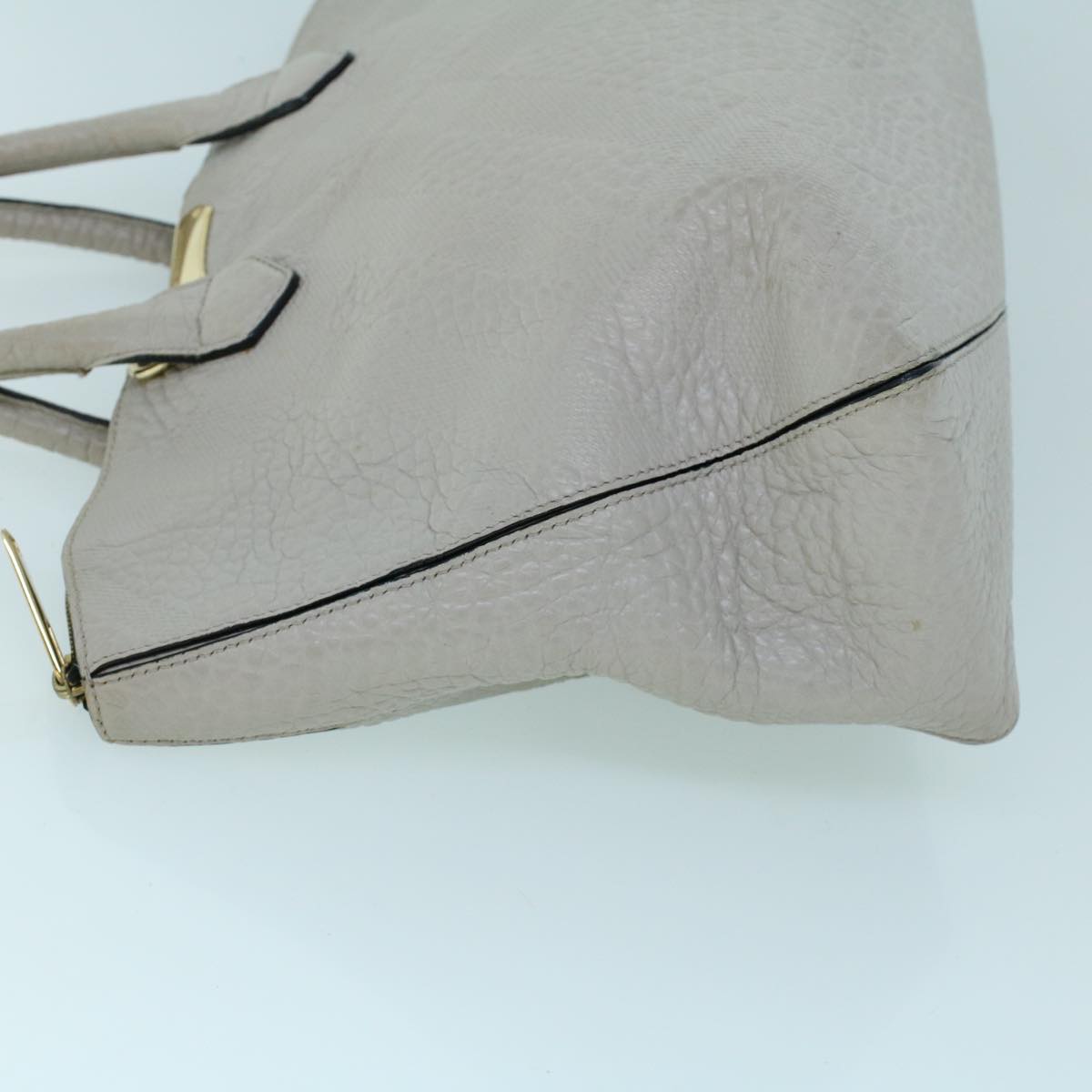 BURBERRY Tote Bag Leather Gray White