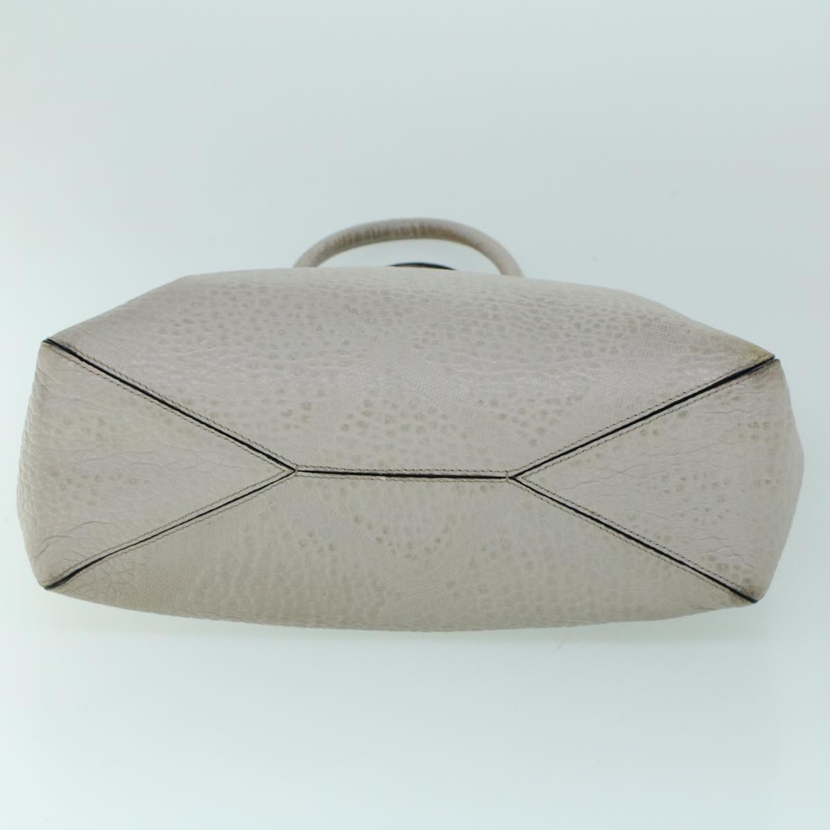 BURBERRY Tote Bag Leather Gray White