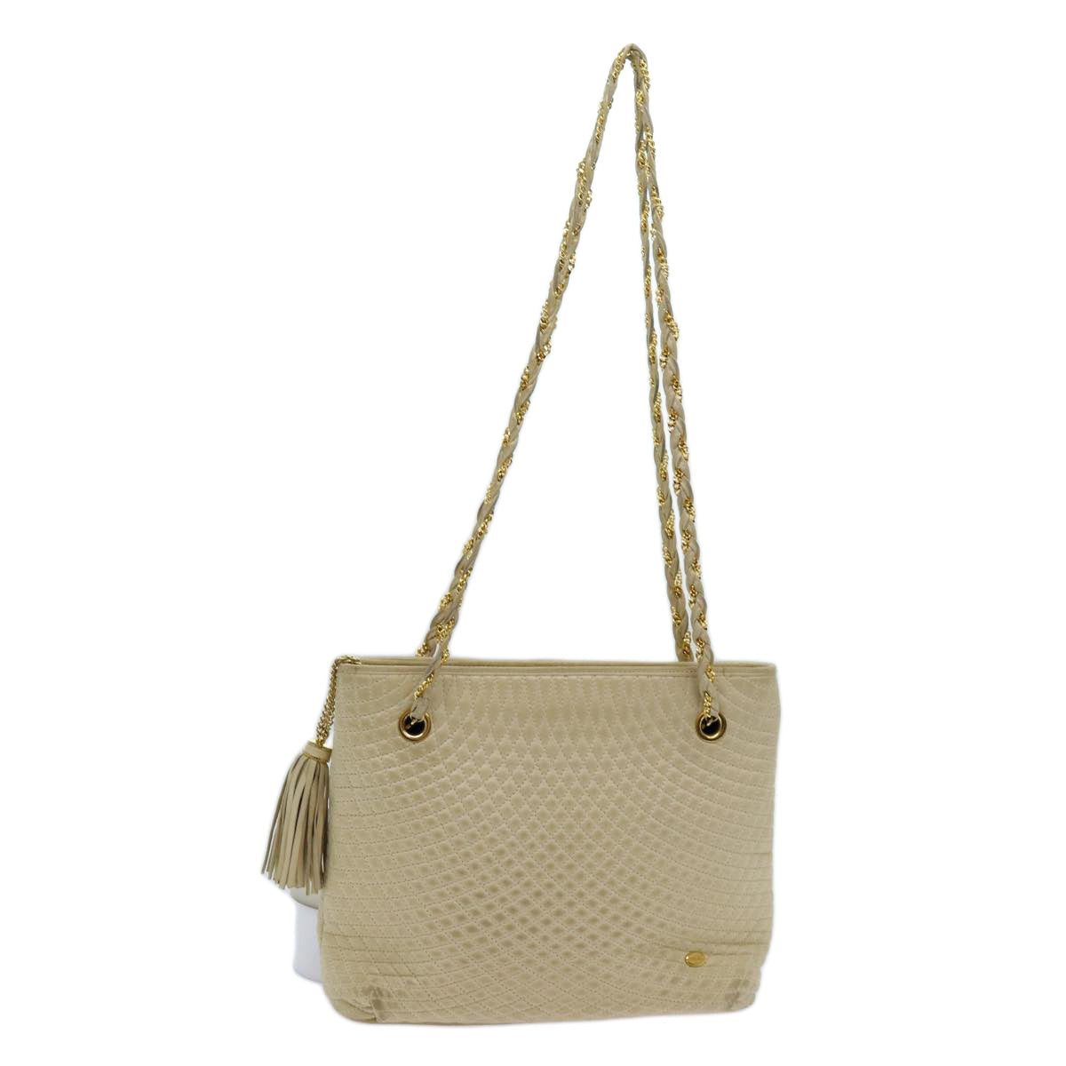 BALLY Quilted Chain Shoulder Bag Leather Beige