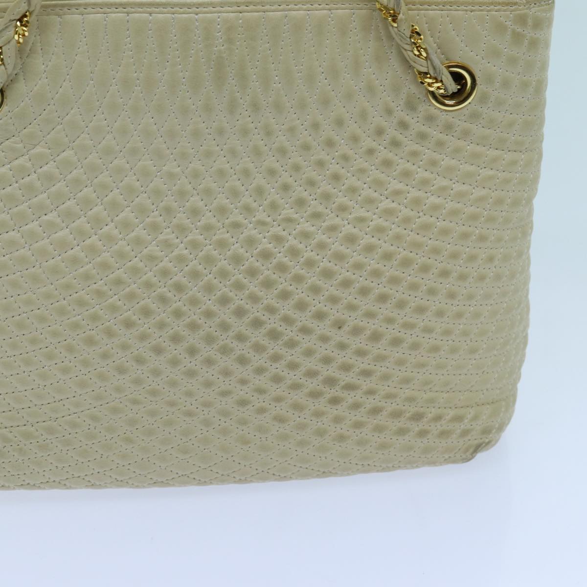 BALLY Quilted Chain Shoulder Bag Leather Beige