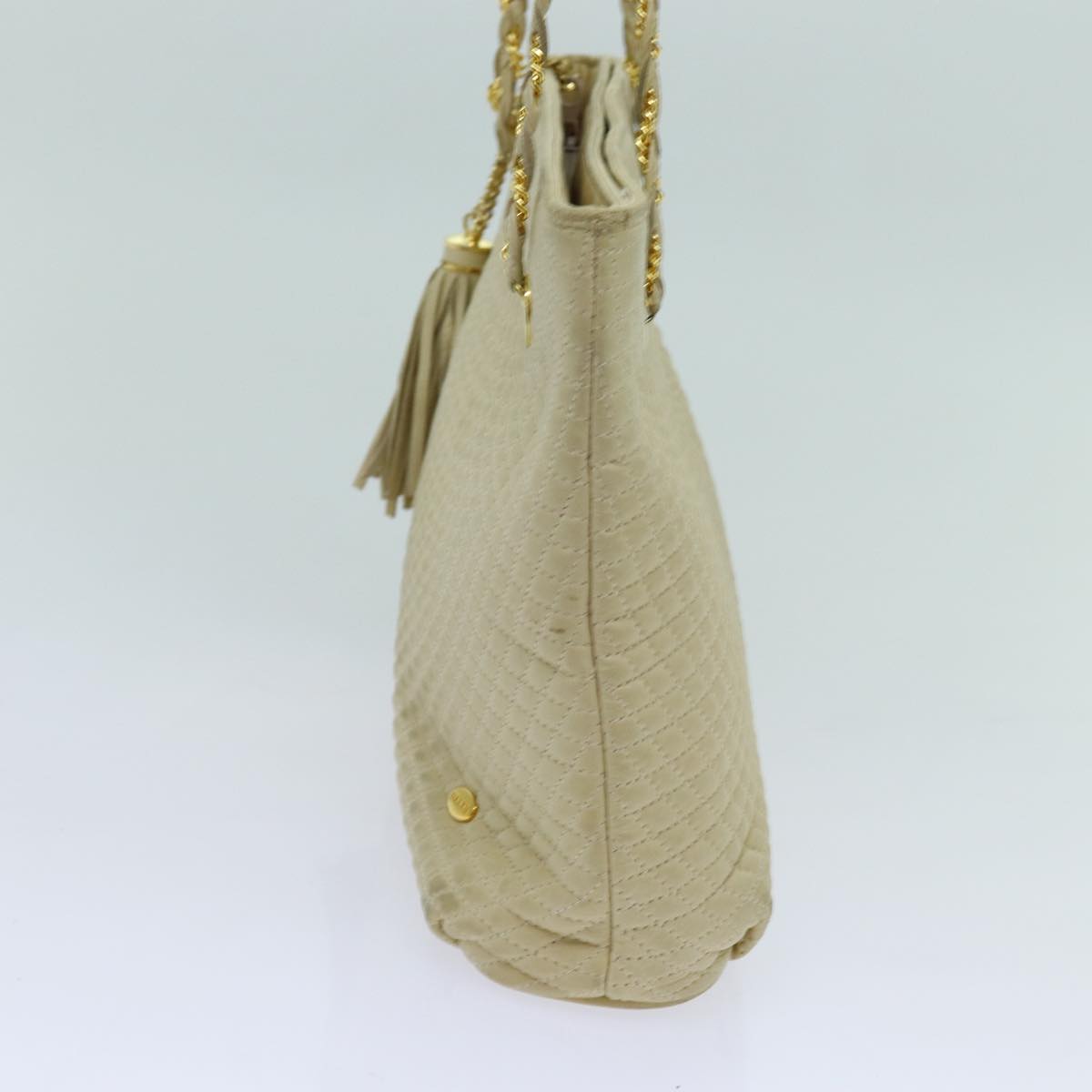BALLY Quilted Chain Shoulder Bag Leather Beige