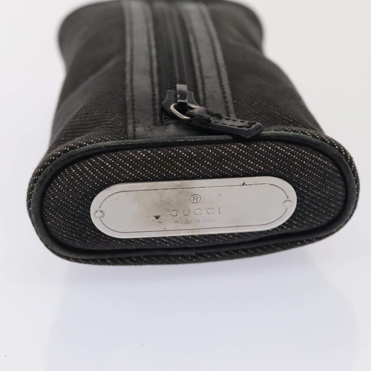 GUCCI Pouch Denim Gray Silver 90627