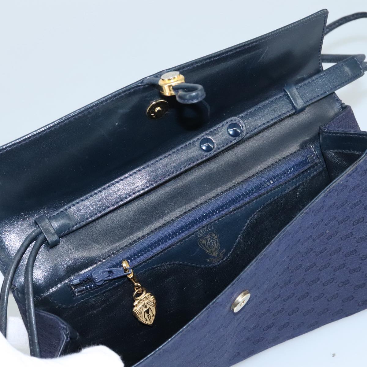 GUCCI Micro GG Canvas Shoulder Bag Navy