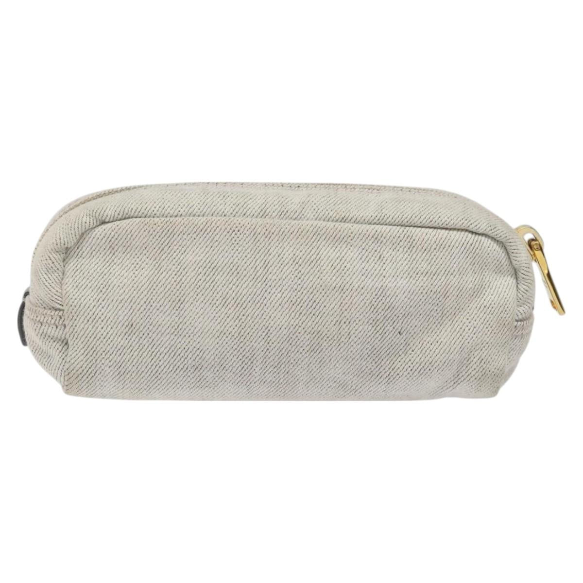 PRADA Pouch Canvas Gray Gold