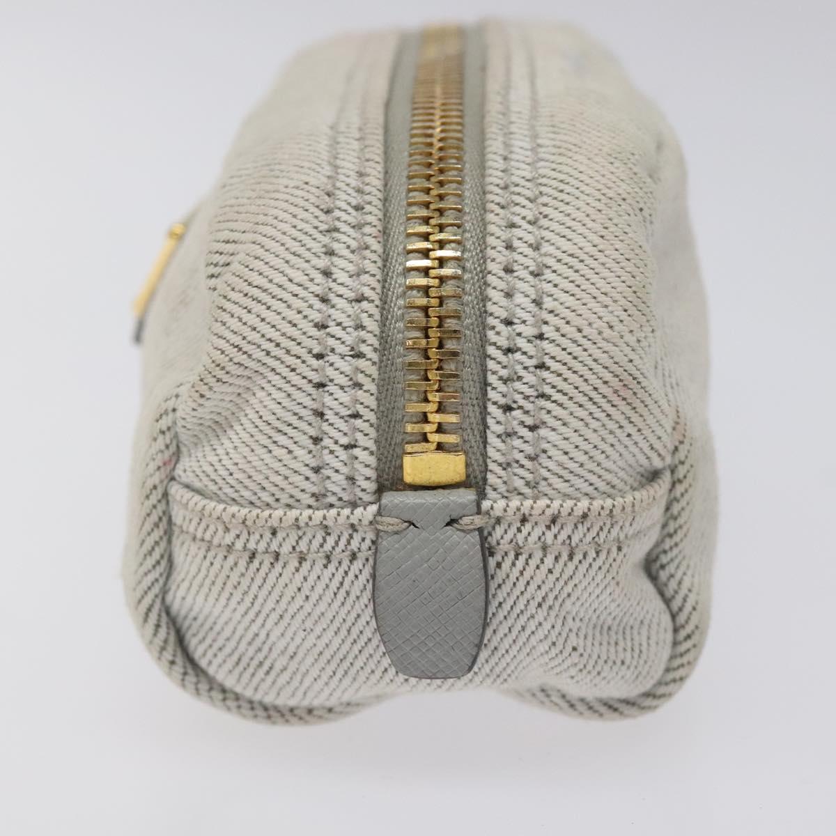 PRADA Pouch Canvas Gray Gold