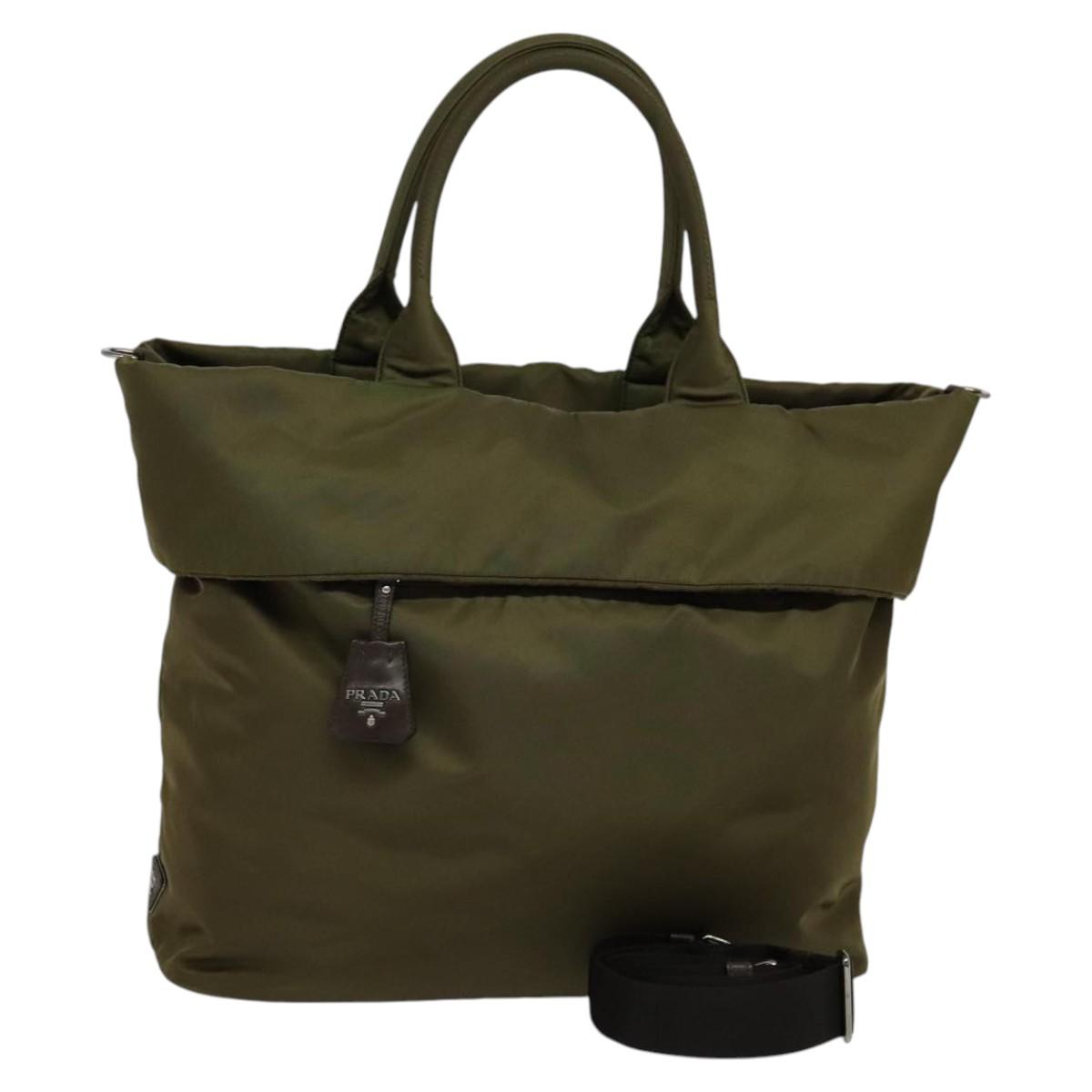 PRADA Hand Bag Nylon 2way Khaki
