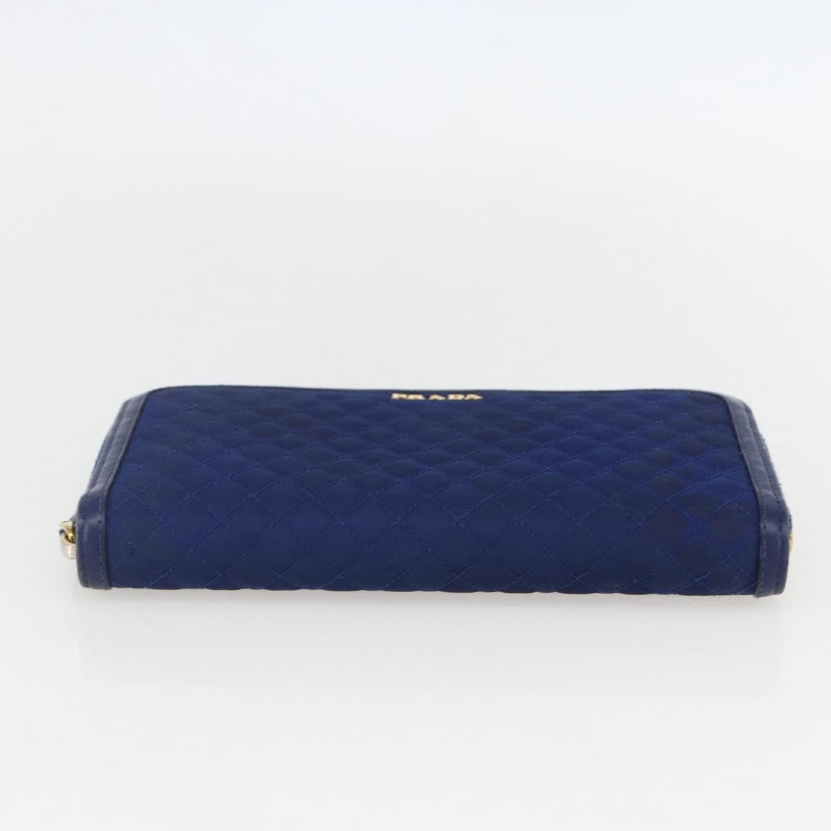 PRADA Wallet Leather Nylon Blue Gold