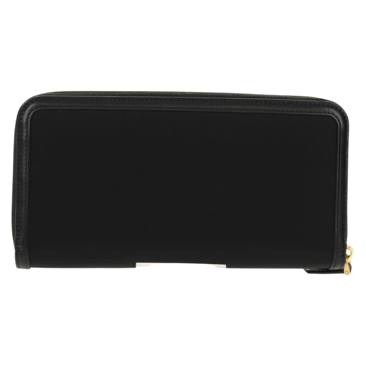PRADA Long Wallet Leather Nylon Black Gold 1ML506